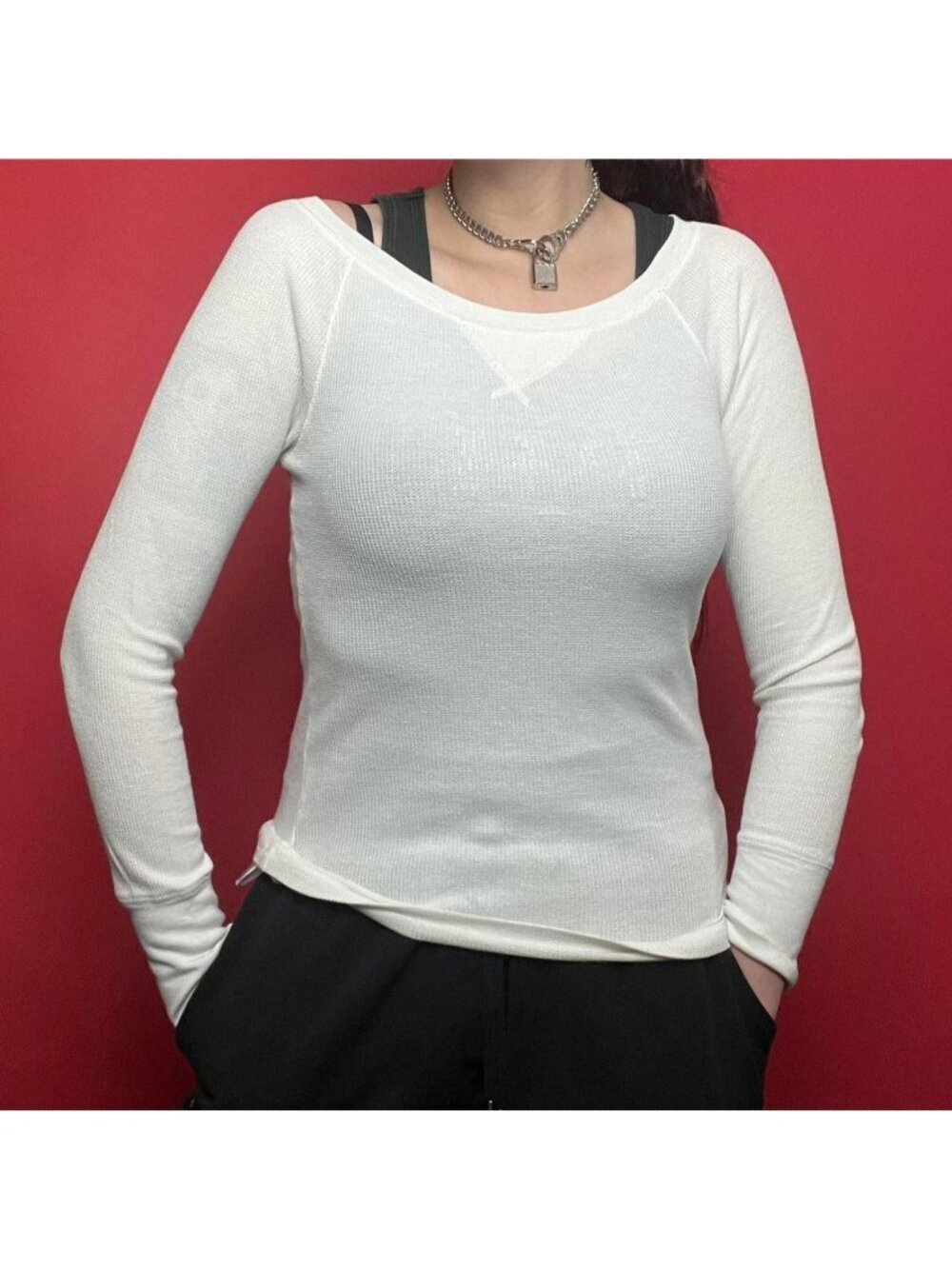 Textured white Henley shirt 🤍🤍​